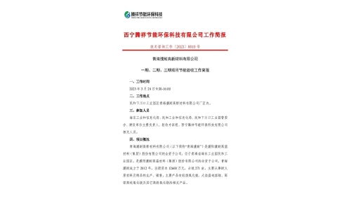 青海濮耐高新材料有限公司一期、二期、三期項目節(jié)能驗收工作簡報